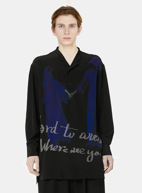 YOJI OOAK HOLD HANDS SHIRT紫色牵手标语印花走秀款真丝衬衫