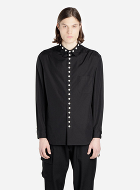 YOJI OOAK CONTRAST BUTTON SHIRT白色纽扣衬衫男文艺日本黑休闲