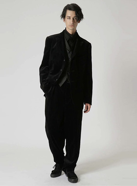 YOJI OOAK黑色丝绒西服气质高级感外套修身收腰男士西装上衣