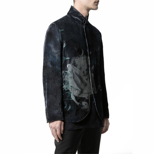 corduroy丝绒图案印花夹克西服