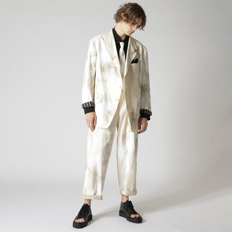 YOJI OOAK 原创设计朝仓优佳涂鸦印花夹克男款夹克纯棉墨染西装男