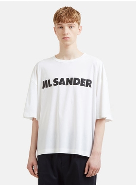 YOJI OOAK LOGO TEE JIL SANDE白色五分袖宽松短袖字母中袖T恤男