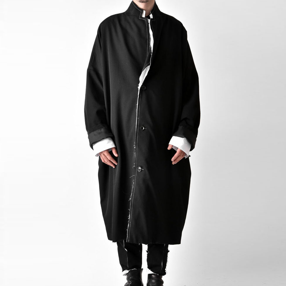 YOIJI OOAK LAPEL WOOL JACKET毛边羊毛大衣复古丛林外套长款风衣