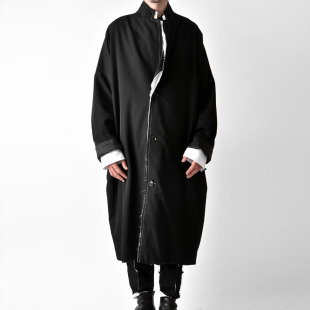 JACKET毛边羊毛大衣复古丛林外套长款 YOIJI WOOL LAPEL 风衣 OOAK