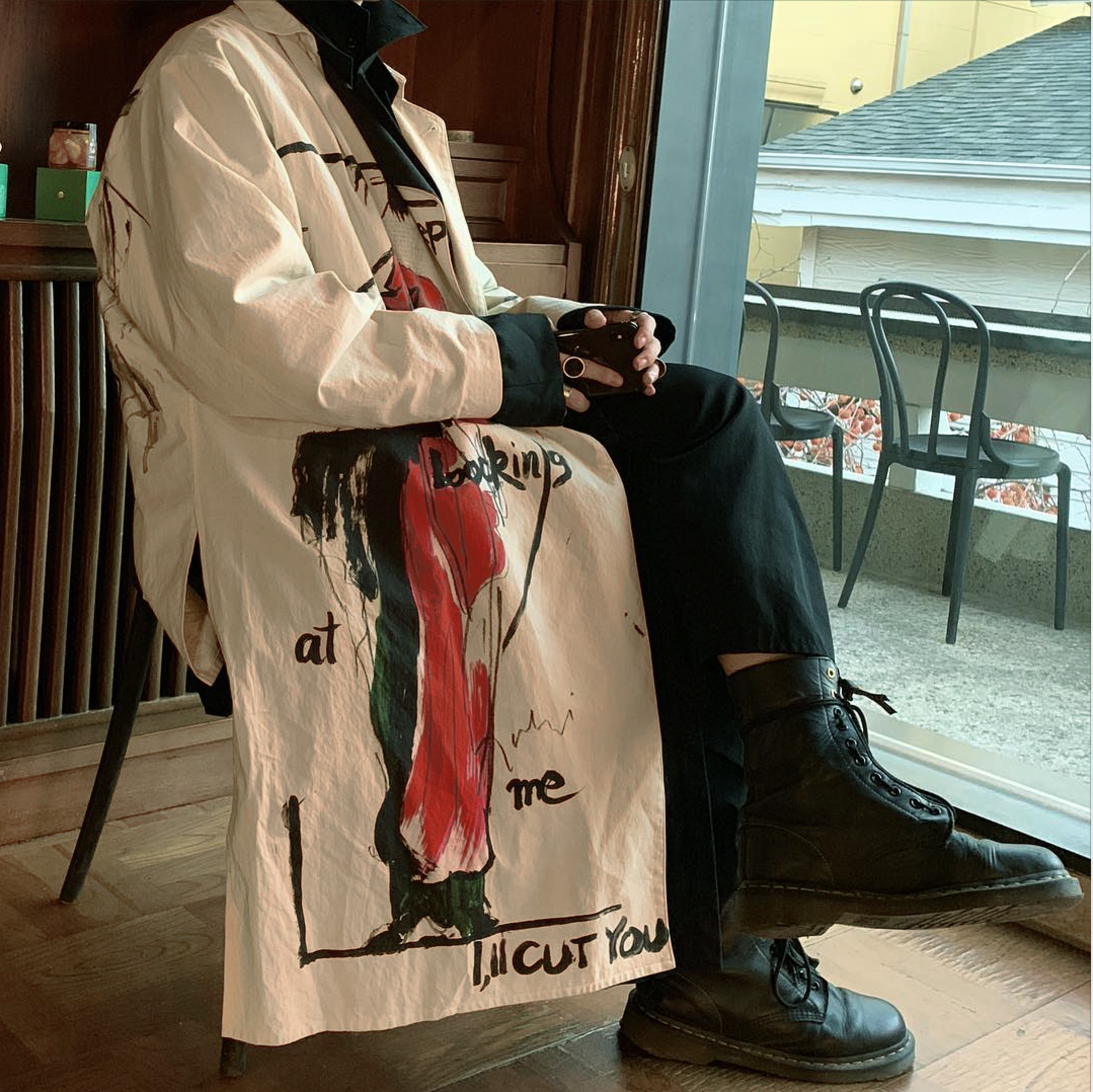 yoji ooak 朝仓优加山本印花白色纯棉西服浅色西装外套