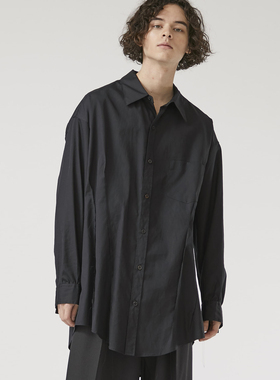 YOJI OOAK OVERSIZED DART SHIRT捏折衬衫解构黑色宽松纯棉衬衫