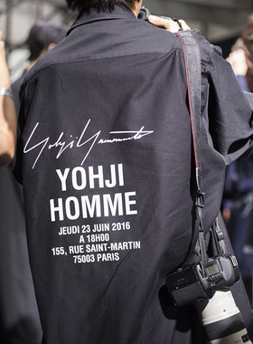 YOJI OOAK CUPRO STAFF SHIRT巴黎秀场纪念员工服黑色铜氨丝衬衫
