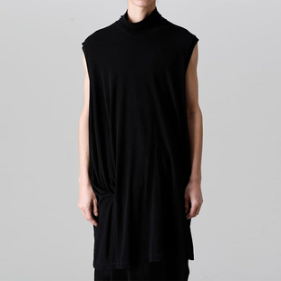 背心百搭纯色T恤砍袖 暗黑系立领坦克宽松无袖 套头打底 OOAK YOJI