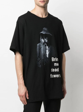 YOJI OOAK UNSEX BRING ME DEAD FLOWERS纯棉黑色印花T恤TEE暗黑
