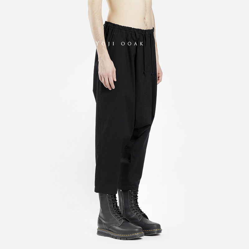 哈伦纯棉松紧腰九分裤