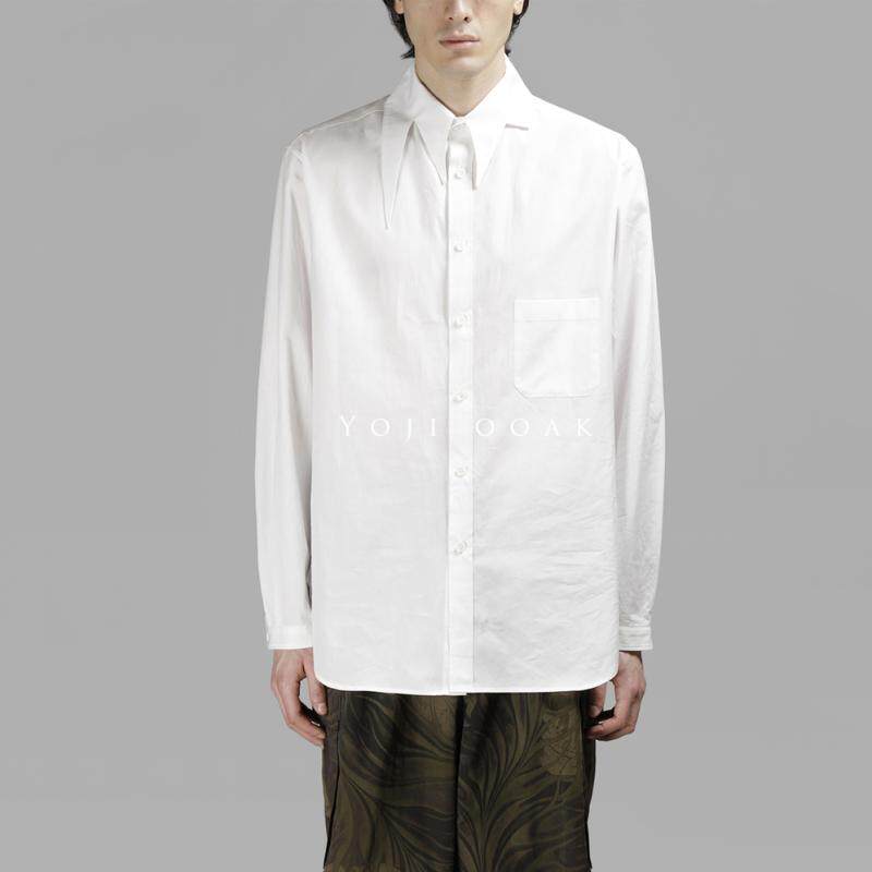 YOJI OOAK COTTON POPLIN SHIRT不规则领金在中巴黎秀场休闲衬衣