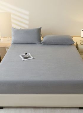 新款高克重牛奶绒床笠单件 加厚纯色全包围床垫保护套防尘套a