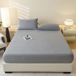 新款高克重牛奶绒床笠单件 加厚纯色全包围床垫保护套防尘套a