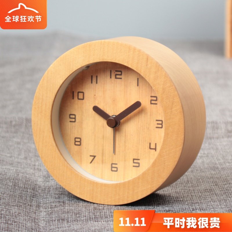 木质闹钟静音创意床头学生用小摆件简约时钟卧室可爱钟表夜光台钟|ruв категории Домашний быт, часы, украшения дома/будильник, часы/будильник - от Buy2taobao.com для оказания профессиональной услуги покупки агента Taobao