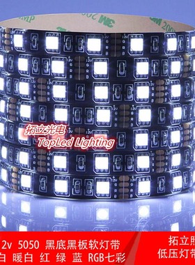 LED软灯带七彩RGB 12V 5050黑板黑底滴胶防水汽车贴片KTV酒吧工程