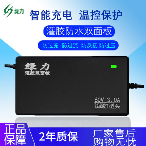 爱玛电动车充电器60V20AH72V3A盛昊三轮电瓶车绿力原装防水充电器