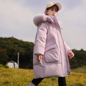 正品羽绒服女童2023新款韩版儿童中长款中大童加厚白鸭绒冬季外套