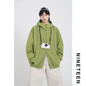 青少年潮牌日系贴布连帽宽松休闲户外夹克外套男 新款 十九秋 春装