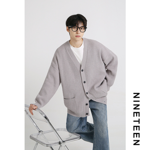 毛衣V领宽松针织衫 百搭开衫 外套学生日系复古男女 基础款 十九秋