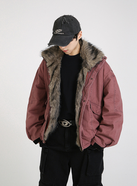 NineteenAutumn座山雕美式潮牌水洗棉衣外套宽松保暖加厚工装男装