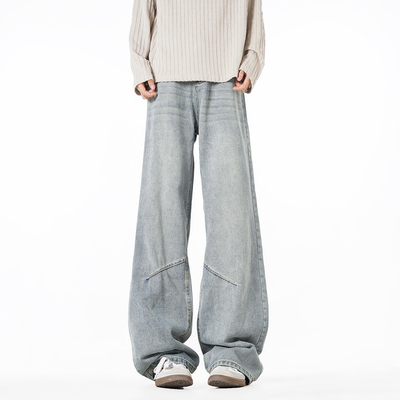 NineteenAutumn男生解构设计美式高街潮牌直筒牛仔裤宽松水洗长裤