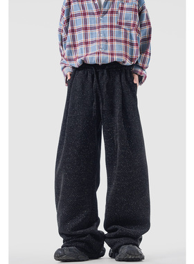 十九秋/ 2025新款满天星卫裤重磅设计感学生宽松直筒垂感休闲裤男