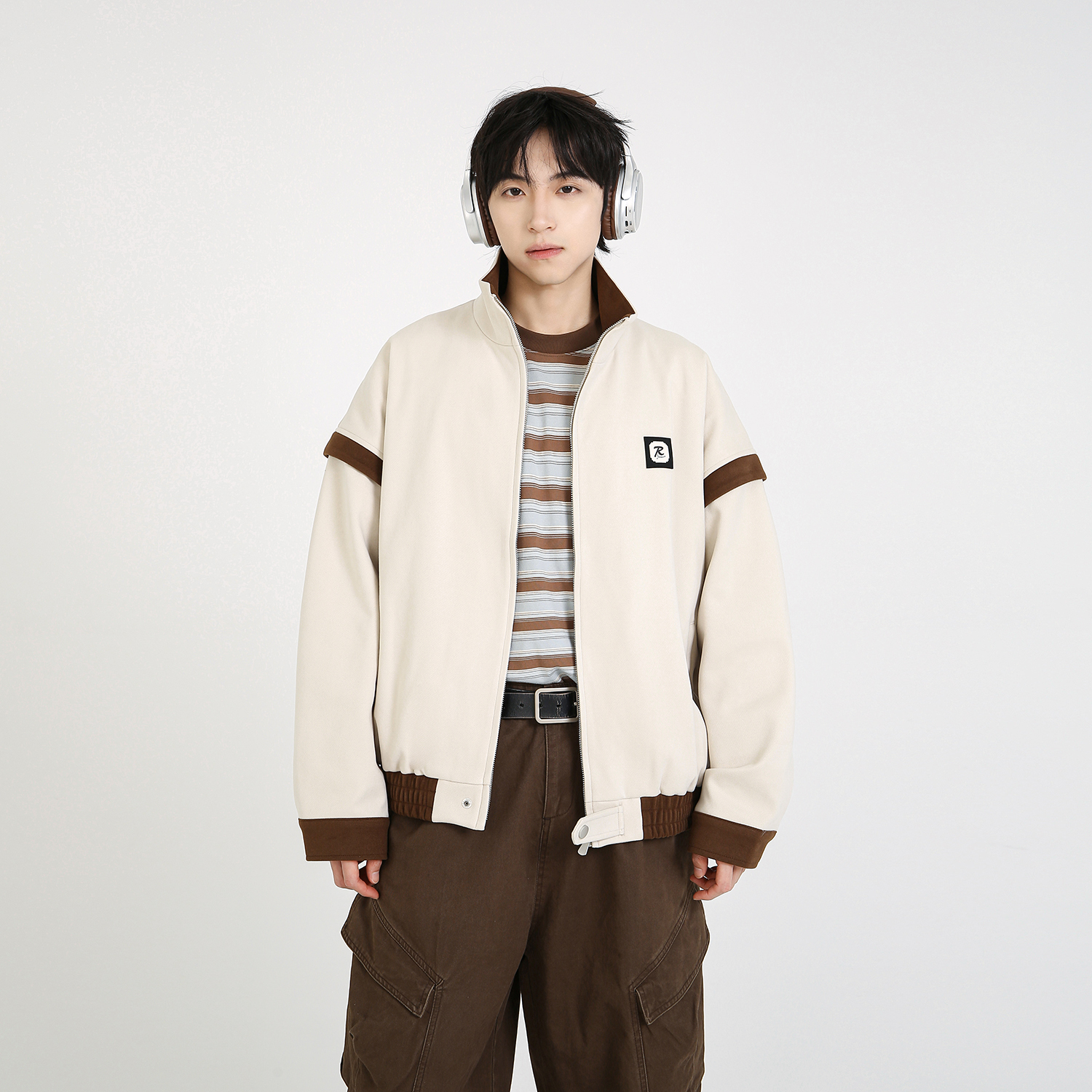 NineteenAutumn秋季美式复古立领工装风夹克哈灵顿简约短款外套男