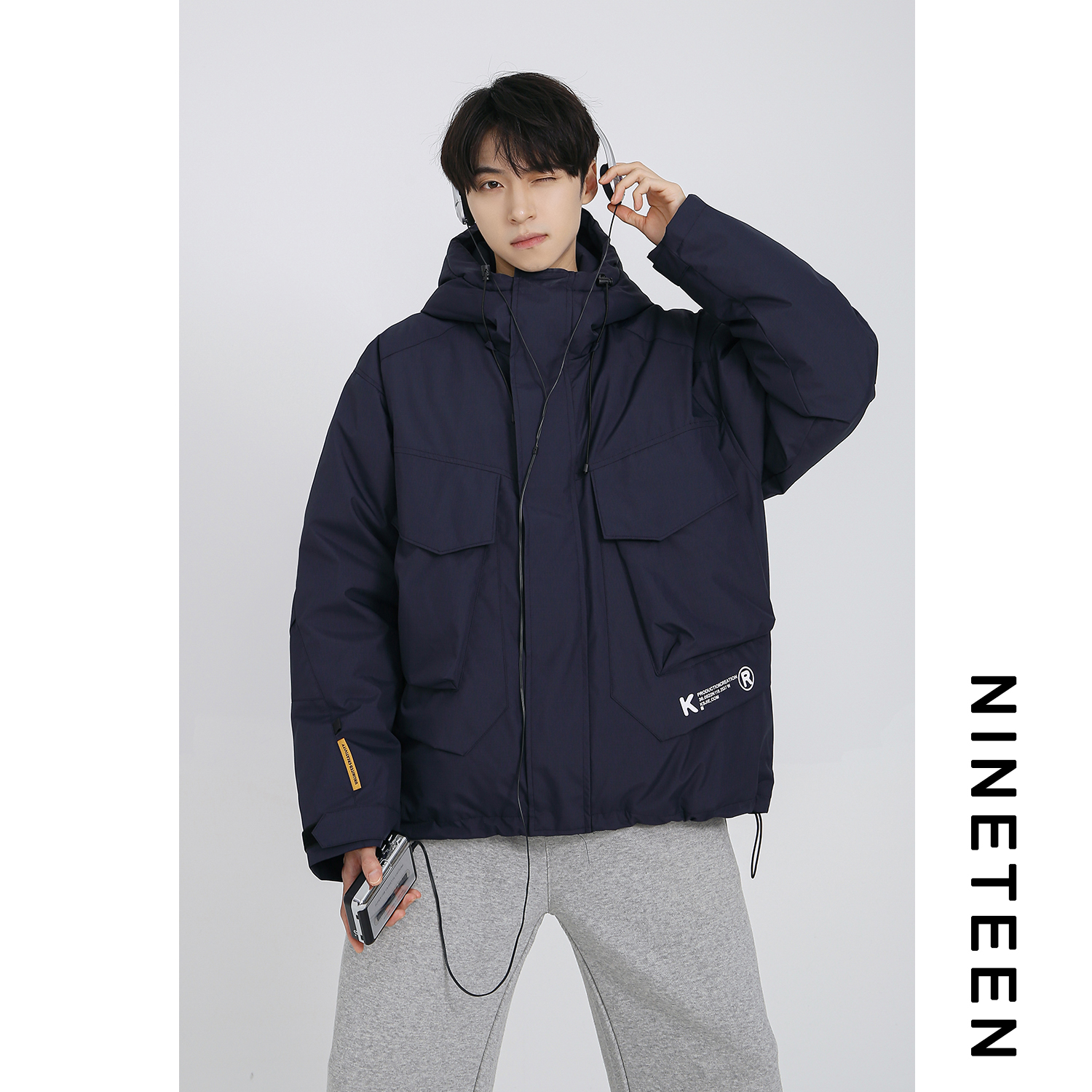 青少年工装连帽羽绒服外套