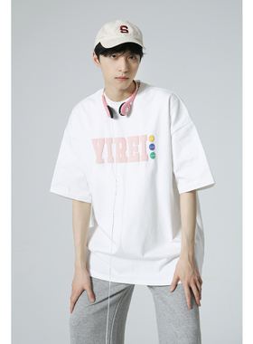 十九秋/ 2025夏装260g重磅学生潮牌发泡印花宽松短袖T恤男女同款