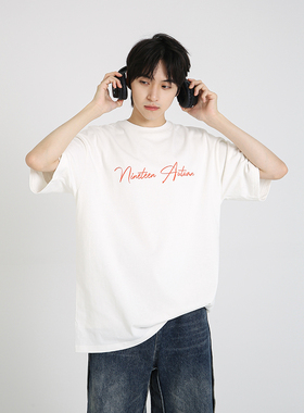 NineteenAutumn 男生美式青少年半袖260g夏季纯棉打底短袖T恤宽松