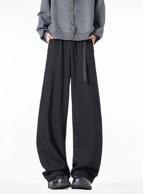 NineteenAutumn秋季新款美式松紧腰休闲裤宽松慵懒纯色休闲长裤男