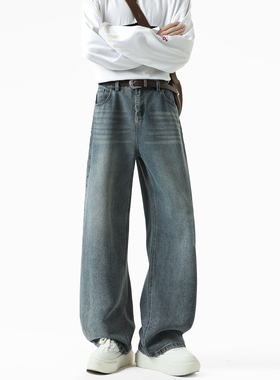 NineteenAutumn 秋季新款美式街头休闲牛仔裤直筒潮牌高街长裤男