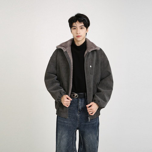 NineteenAutumn 座山雕外套皮棉衣pu皮宽松美式男女同款情侣棉袄