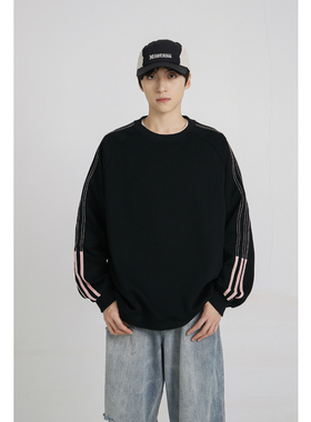 十九秋 2024秋季新款潮牌套头圆领卫衣青少年学生宽松休闲上衣男