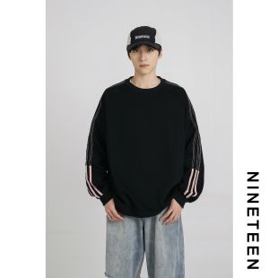 潮牌套头圆领卫衣青少年学生宽松休闲上衣男 新款 十九秋 2024秋季