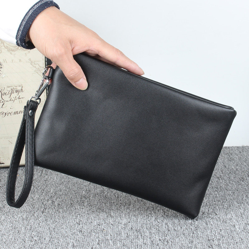 新款男士手包小手拿包票据男式手抓包简约软皮大手机包收纳包潮包