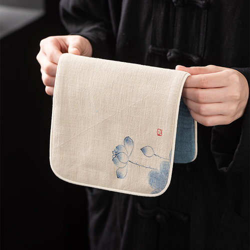 友尚手绘双层加厚超强吸水茶巾