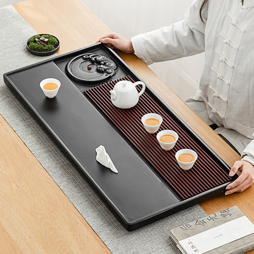 友尚整块乌金石电木组合貔貅茶盘