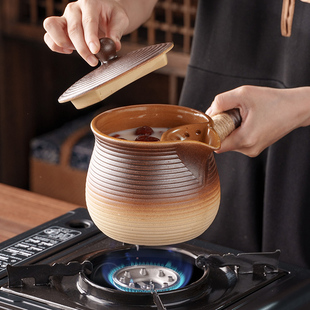 围炉煮茶罐罐茶烤奶茶侧把壶碳火炉明火陶罐家用煮茶器耐热可干烧