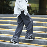 牛仔裤男女款潮牌直筒宽松阔腿oversize裤子春秋高街潮ins百搭，男装牛仔裤，星座310B-1