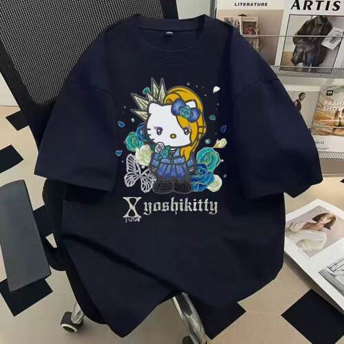 中学生Yoshikitty印花短袖T恤女