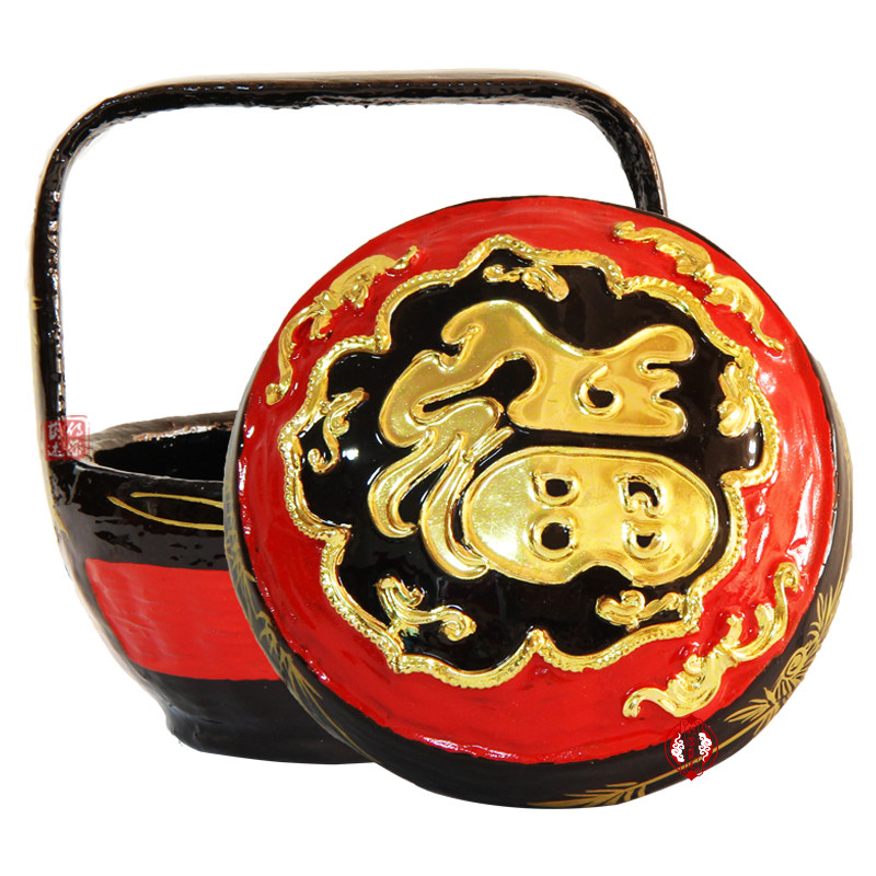 传漆艺述现货永春小漆篮手工福字竹编大漆民间漆艺婚嫁装饰烧香篮