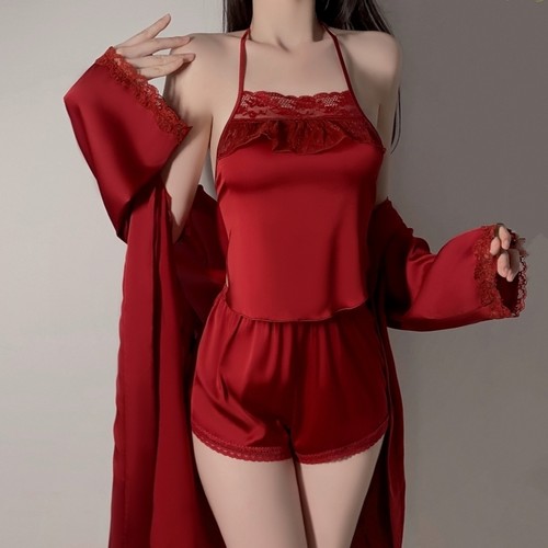 高级感女士丝滑系带肚兜短裤套装