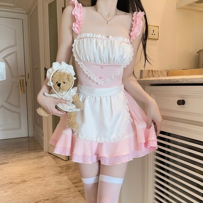 高级感纯欲甜美粉色女仆制服套装