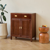 餐边柜实木靠墙茶水柜客厅一体置物柜复古斗柜藤编收纳柜入户鞋 柜