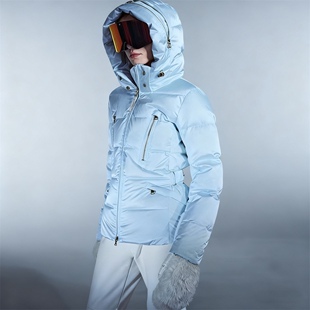 2025冬季新款小众纯色连帽防水滑雪服修身长袖保暖羽绒服外套女款