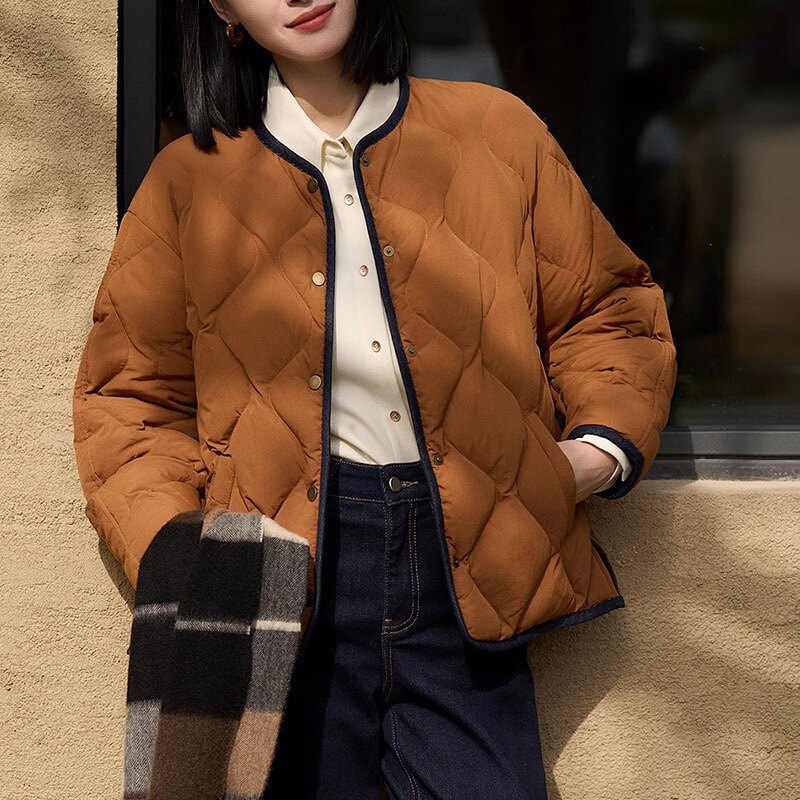 双面两穿95鹅绒服菱格高端牛仔