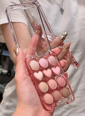 colorgram爱心12色眼影盘计算器舒华同款01粉橘蜜桃甜妹显嫩
