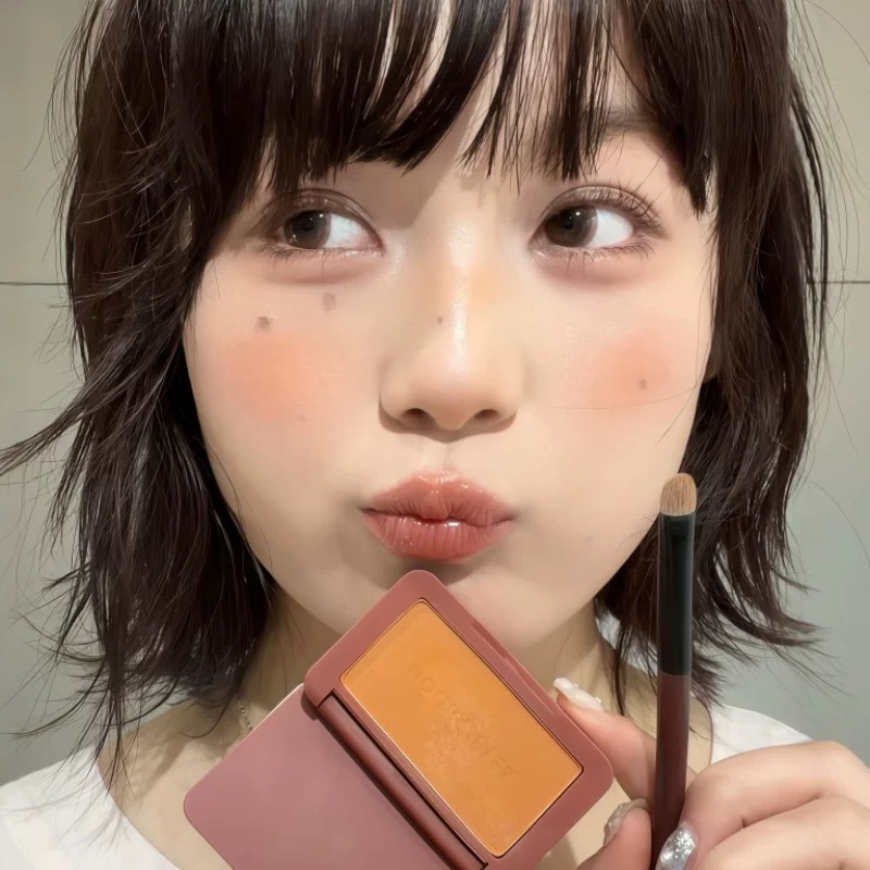 日杂橘色系腮黄 Mooneyes橡皮糖腮红2025新款爆款膨胀收缩色杏色