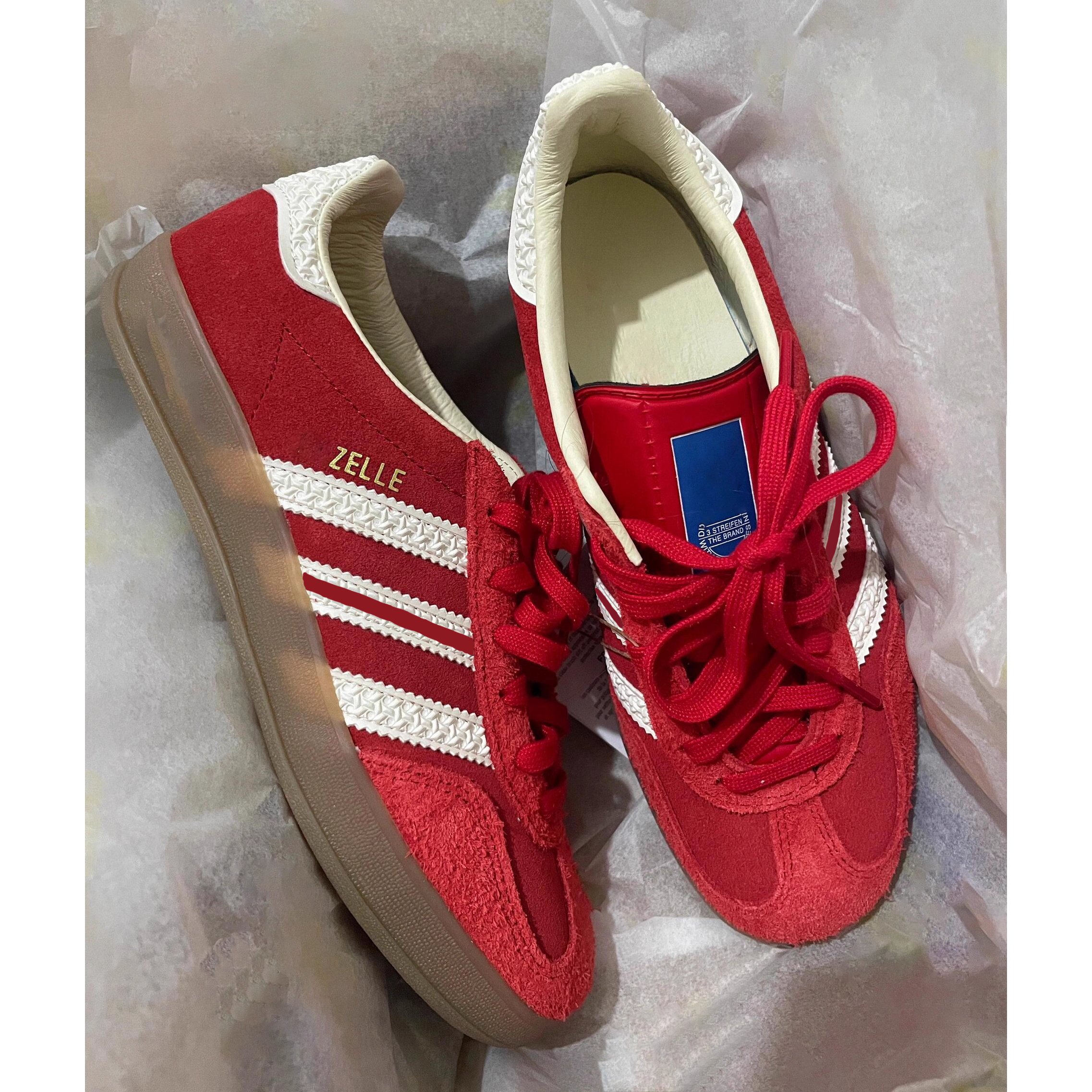 德国红色真皮德训鞋男女款秋季2025新款情侣百搭运动休闲阿甘板鞋